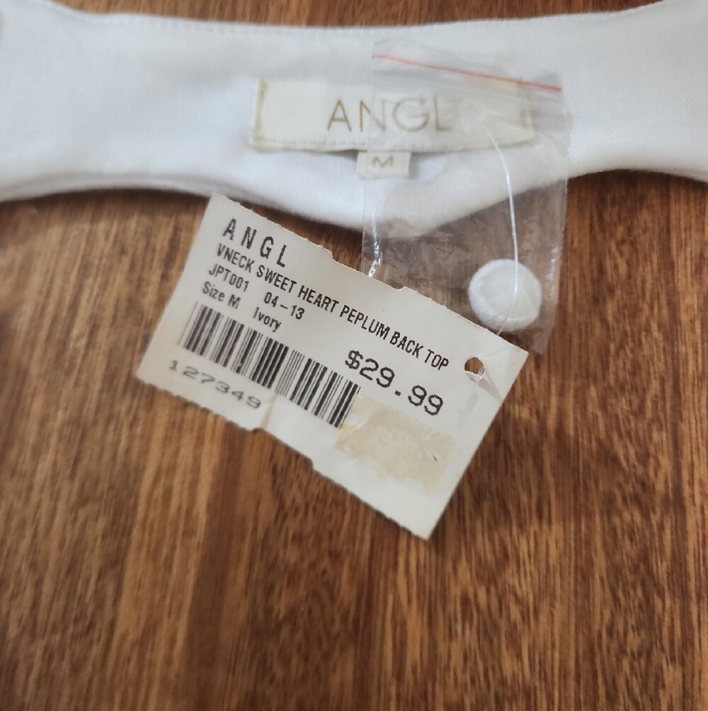 ANGL White Ribbed Peplum Tank M - Picture 12 of 13